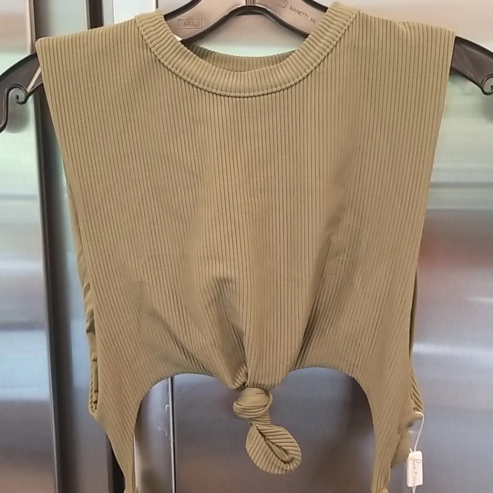 💕FRANKIE'S BIKINIS💕 Blake Ribbed One Piece Swimsuit Olive Green Large L NWT